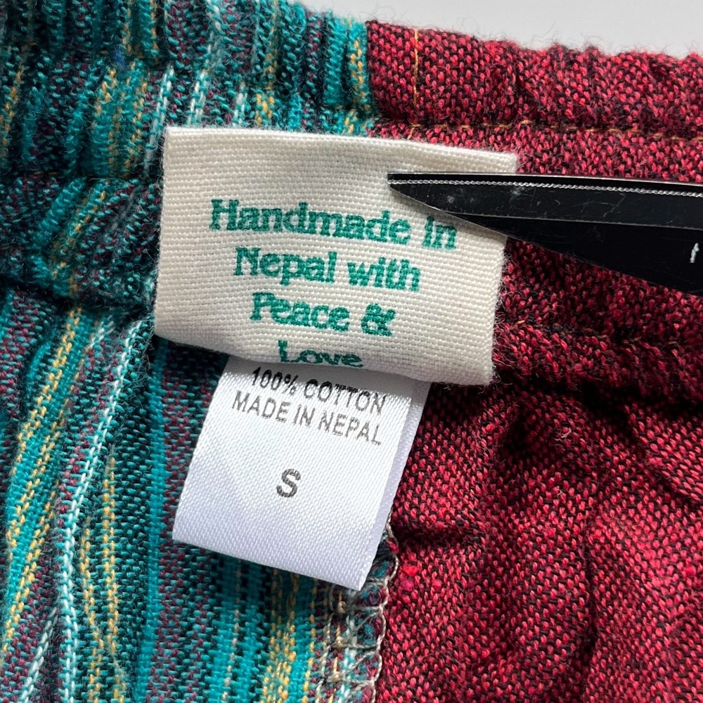 Boho Handmade Cotton Patchwork Pants Womens Small Nepal - Picture 10 of 11